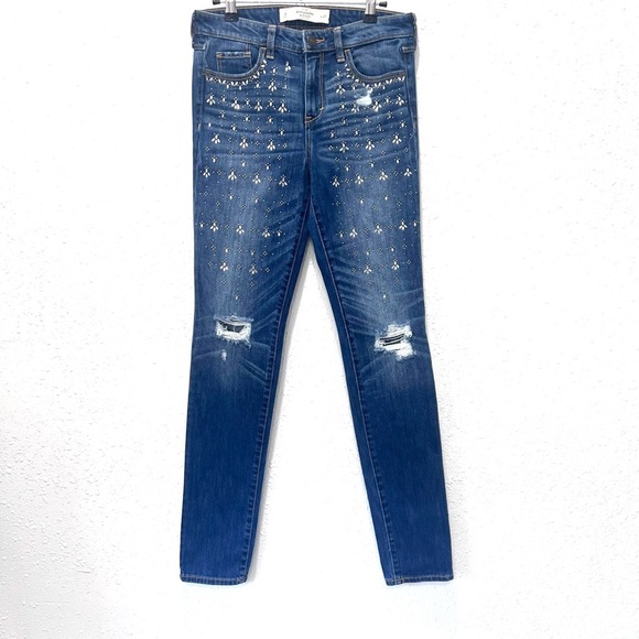 Abercrombie & Fitch Studded Blue Skinny high rise Jeans 27 - Picture 1 of 9